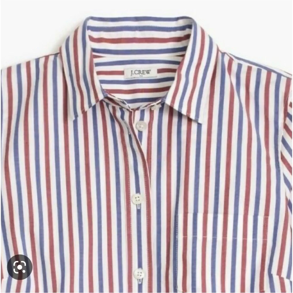 J Crew Womens Washed 4th July Red White Blue Striped Shirt